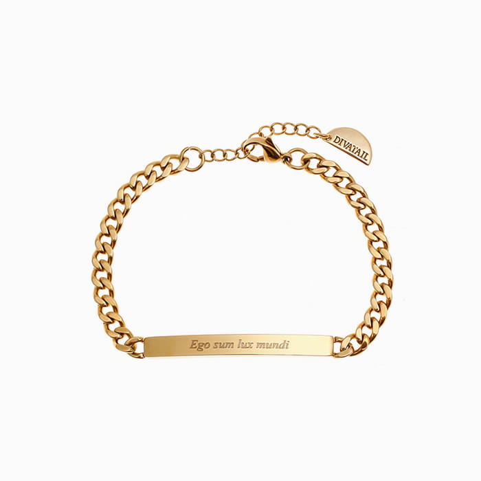 [각인팔찌]Lettering Thin Gold Chain Bracelet