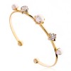 Crystal Pearl Flower Gold Cuff Bracelet