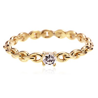 Gold CZ Simple Chain Ring