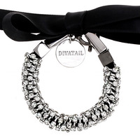 Black Twinkle Crystal Ribbon Bracelet