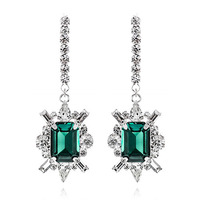Shiny Emerald Crystal Long Earring
